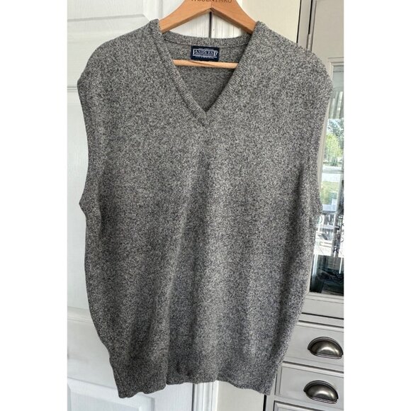 Land End Men's XL Tall 100% Lambswool Grey Sweater Vest Office Casual - Picture 1 of 4